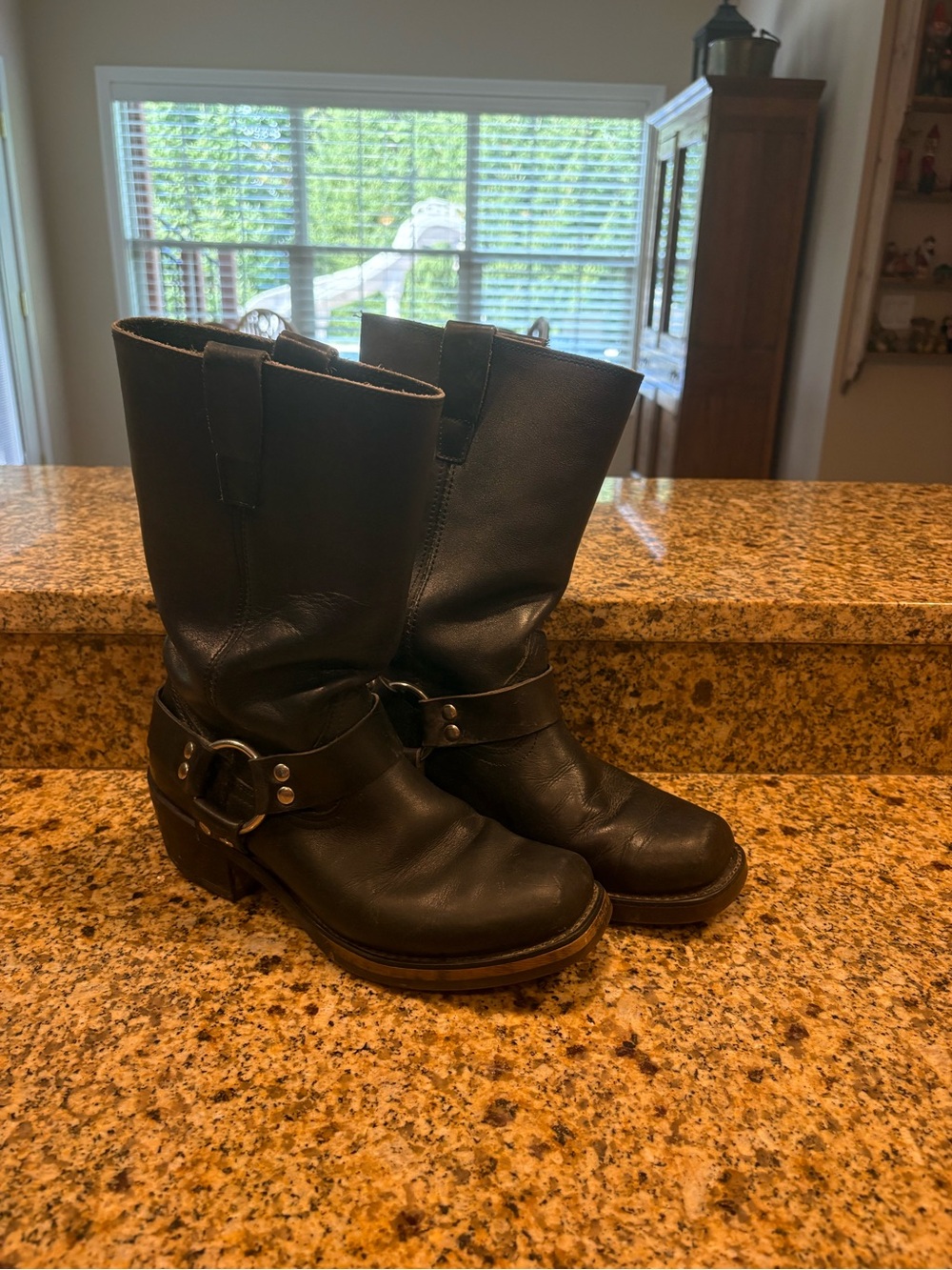 Landis Vintage Classic Black Leather Harness Engineer Boots Men’s 9 Biker Moto